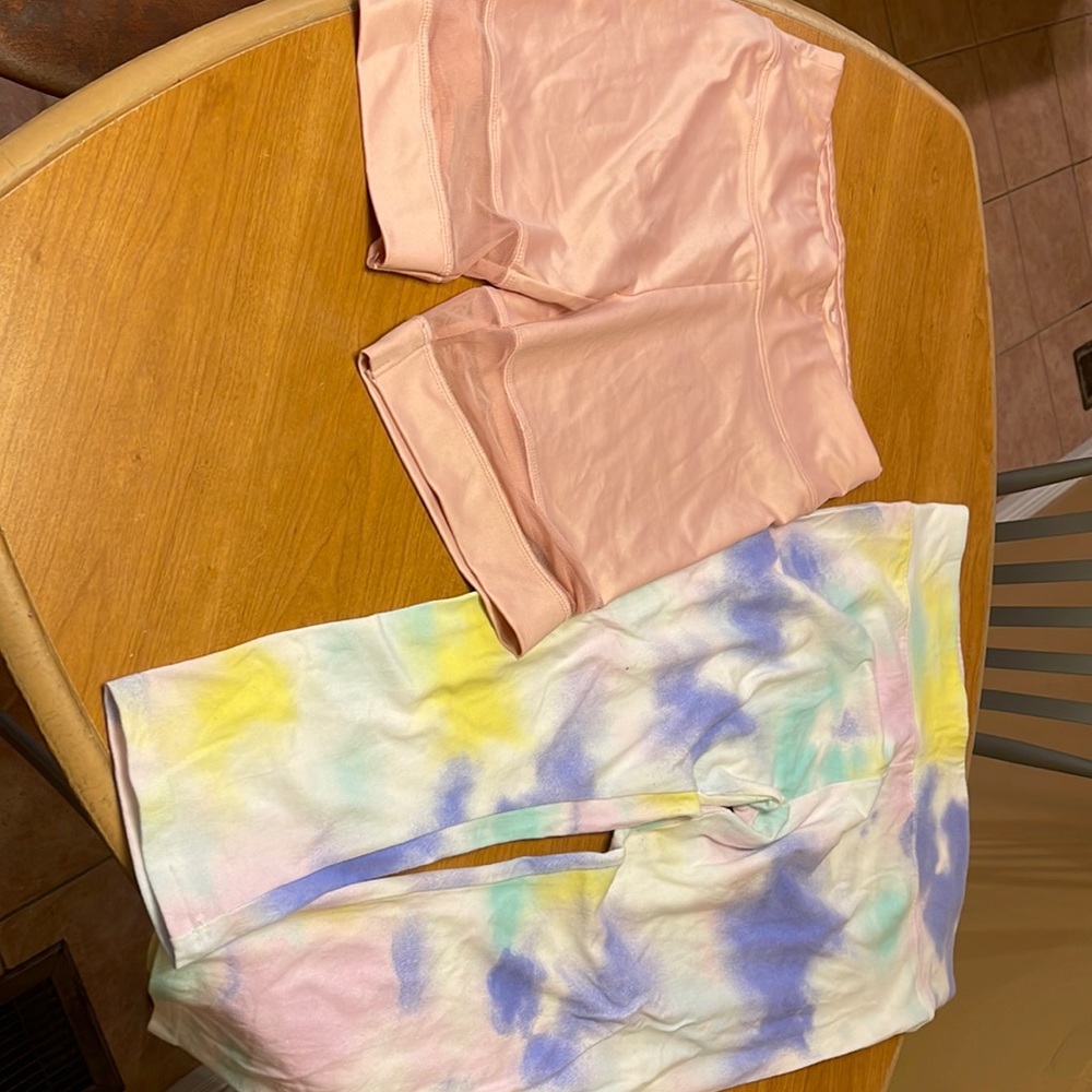 Girls Justice activewear. Tie dye capris leggings with biker shorts